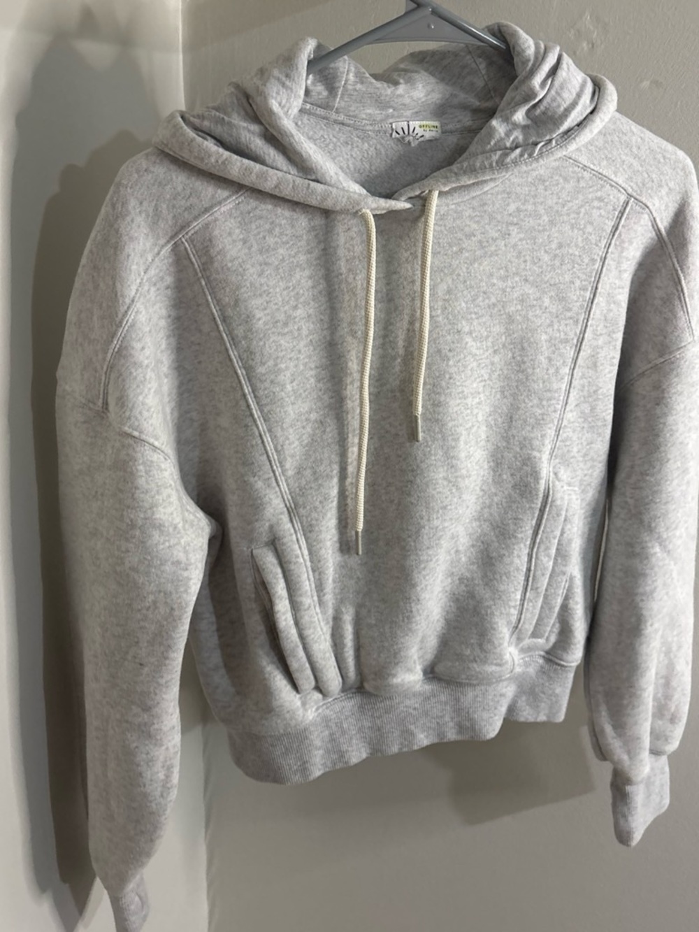 aerie Light Gray Crewneck Hoodie Sweatshirt